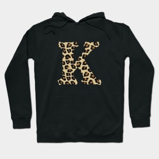 Letter K Leopard Cheetah Monogram Initial Hoodie